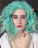 Mint Green Synthetic Lace Front Wig WW022