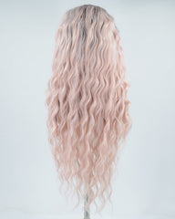 Ombre Pink Curly Synthetic Lace Front Wig WT115