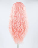 Long Pink Curly Synthetic Lace Front Wig WW349