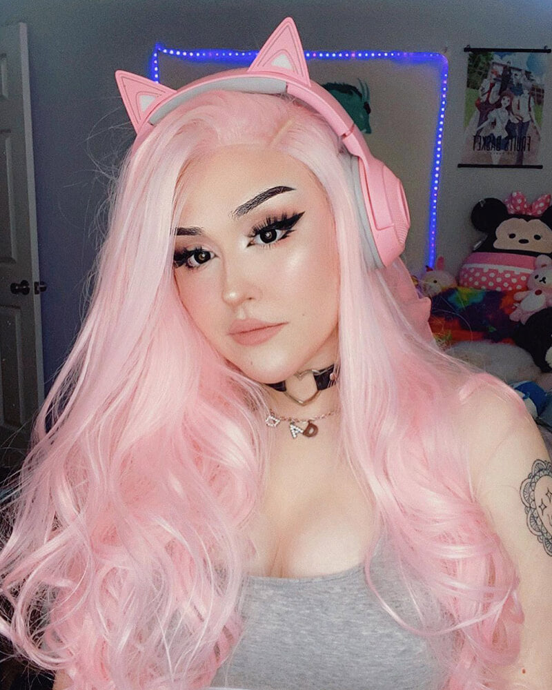 Pink Synthetic Lace Front Wig WT044