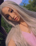 Long Straight Gray Synthetic Lace Front Wigs WT005