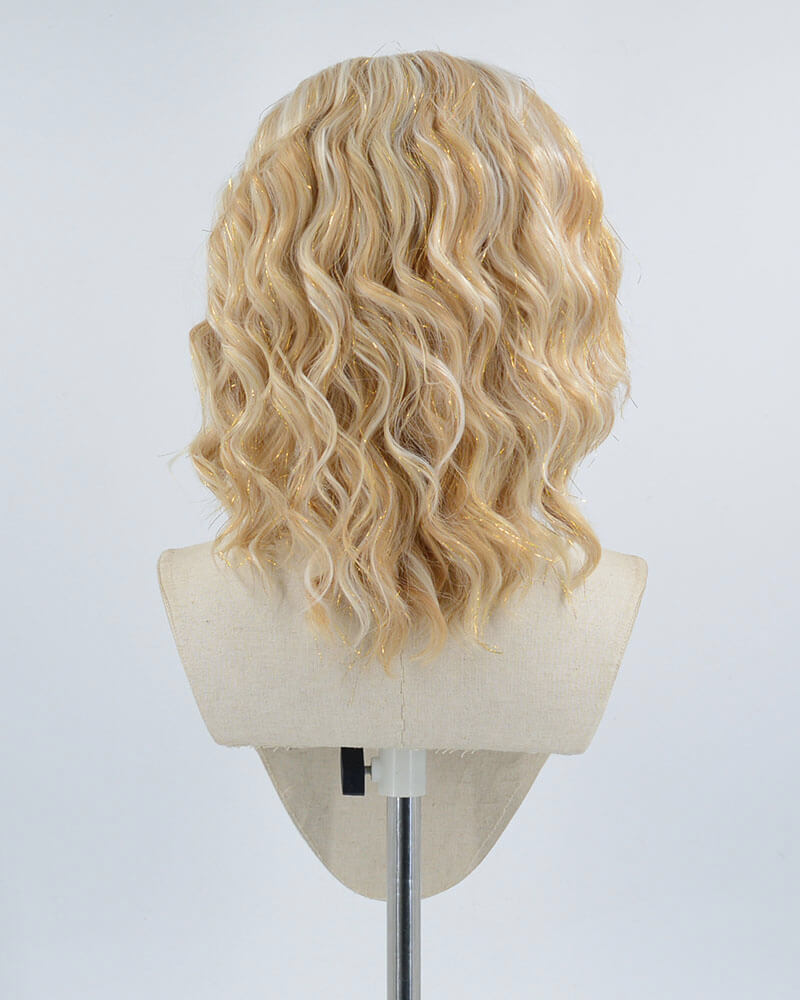 Brown Short Curly Tinsel Synthetic Lace Front Wig WW409