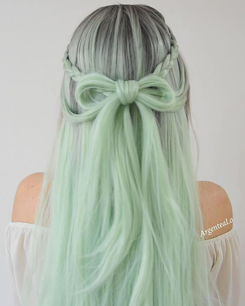 Ombre Green Synthetic Lace Front Wig WT036