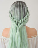 Ombre Green Synthetic Lace Front Wig WT036