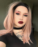 Ombre Pink Synthetic Lace front Wig WT038