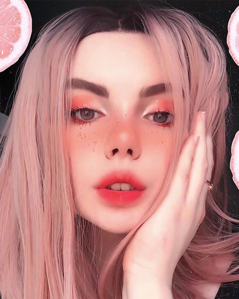 Ombre Pink Synthetic Lace front Wig WT038