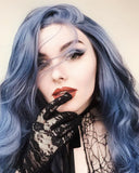 Long Blue Synthetic lace Front Wig WT049