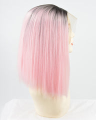 Short Pink Synthetic Lace Front Wig WT083