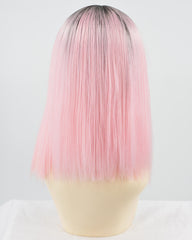 Short Pink Synthetic Lace Front Wig WT083