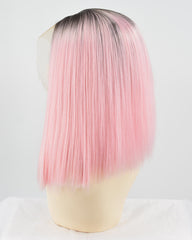 Short Pink Synthetic Lace Front Wig WT083