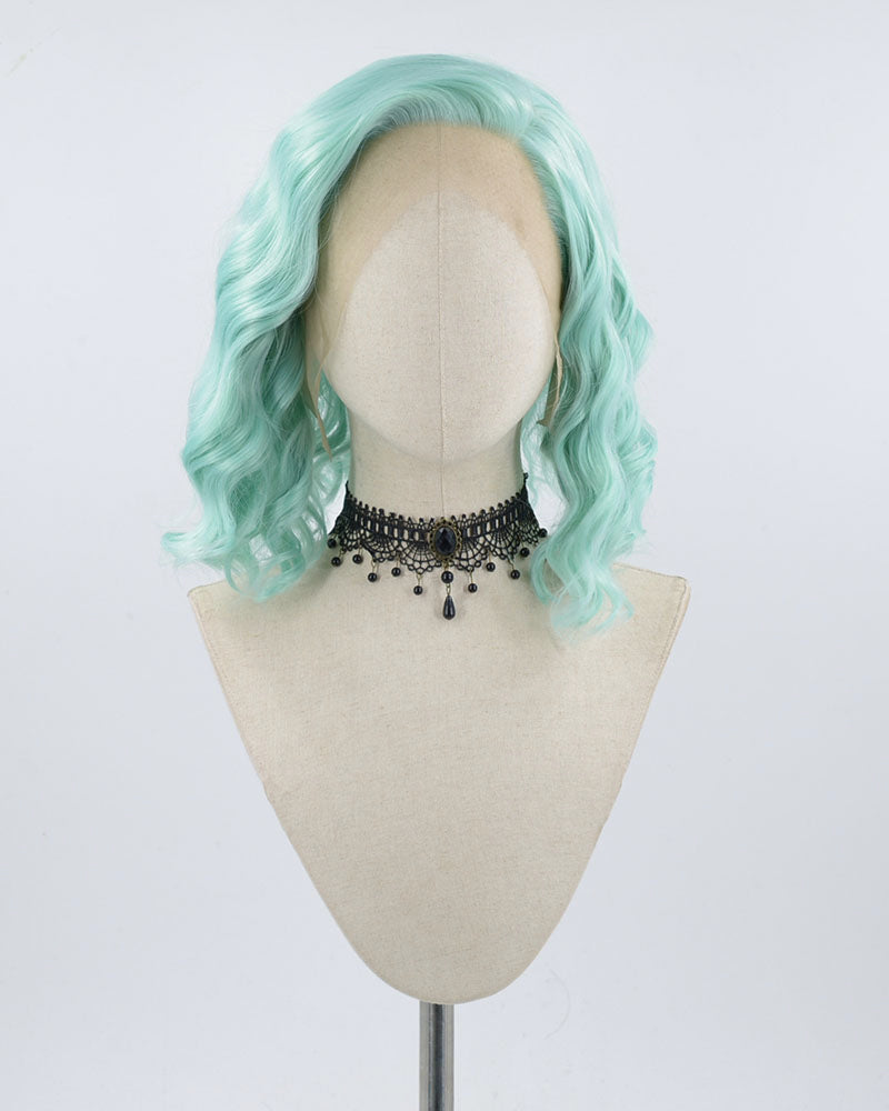 Green Curly Short Synthetic Lace Front Wig WT113