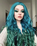 Curly Ombre Green Synthetic Lace Front Wig WT132