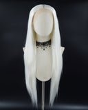 Platinum Blonde White Straight Synthetic Lace Front Wig WT146