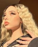 Ombre Blonde Curly Synthetic Lace Front Wig WT179