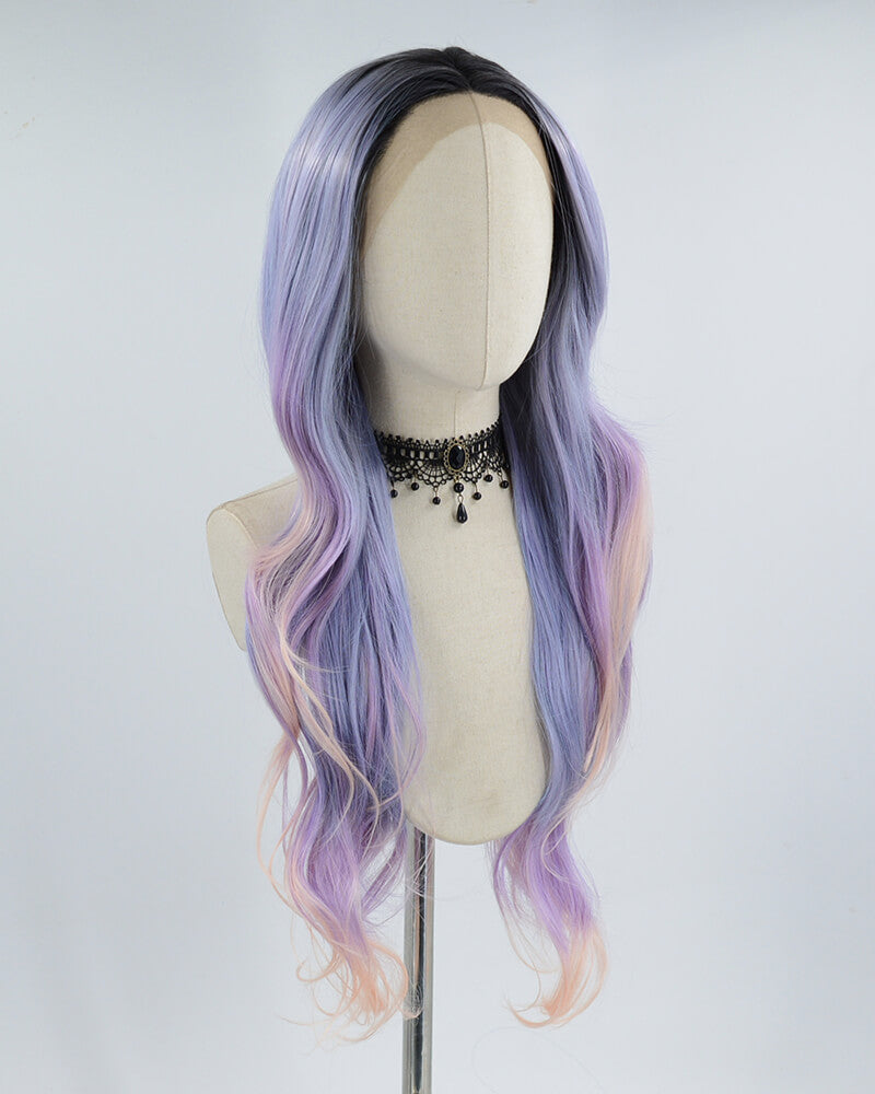 Ombre Mixed Purple Synthetic Lace Front Wig WT188