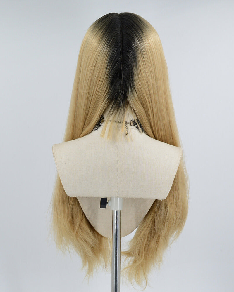 Ombre Blonde Curly Synthetic Lace Front Wig WT189