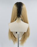Ombre Blonde Curly Synthetic Lace Front Wig WT189