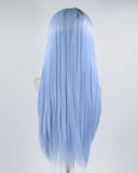 Blue Straight Synthetic Lace Front Wig WW031