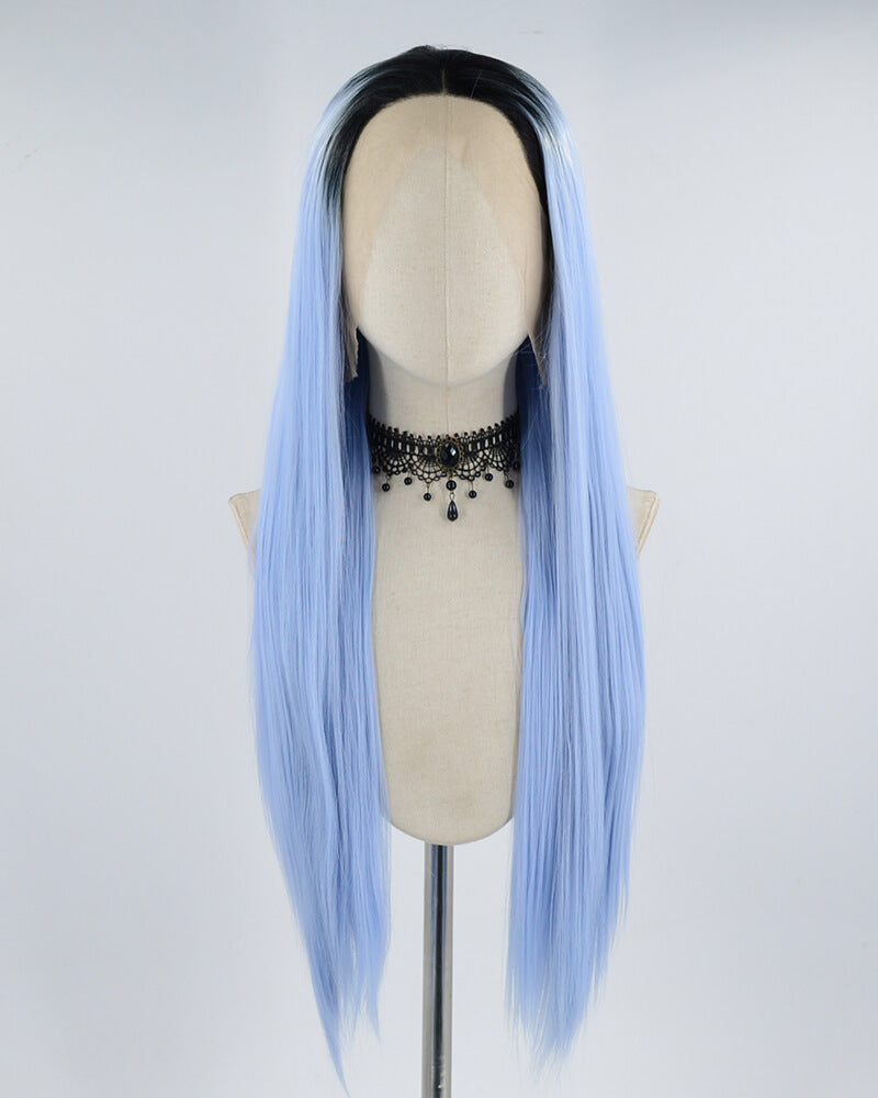 Blue Straight Synthetic Lace Front Wig WW031