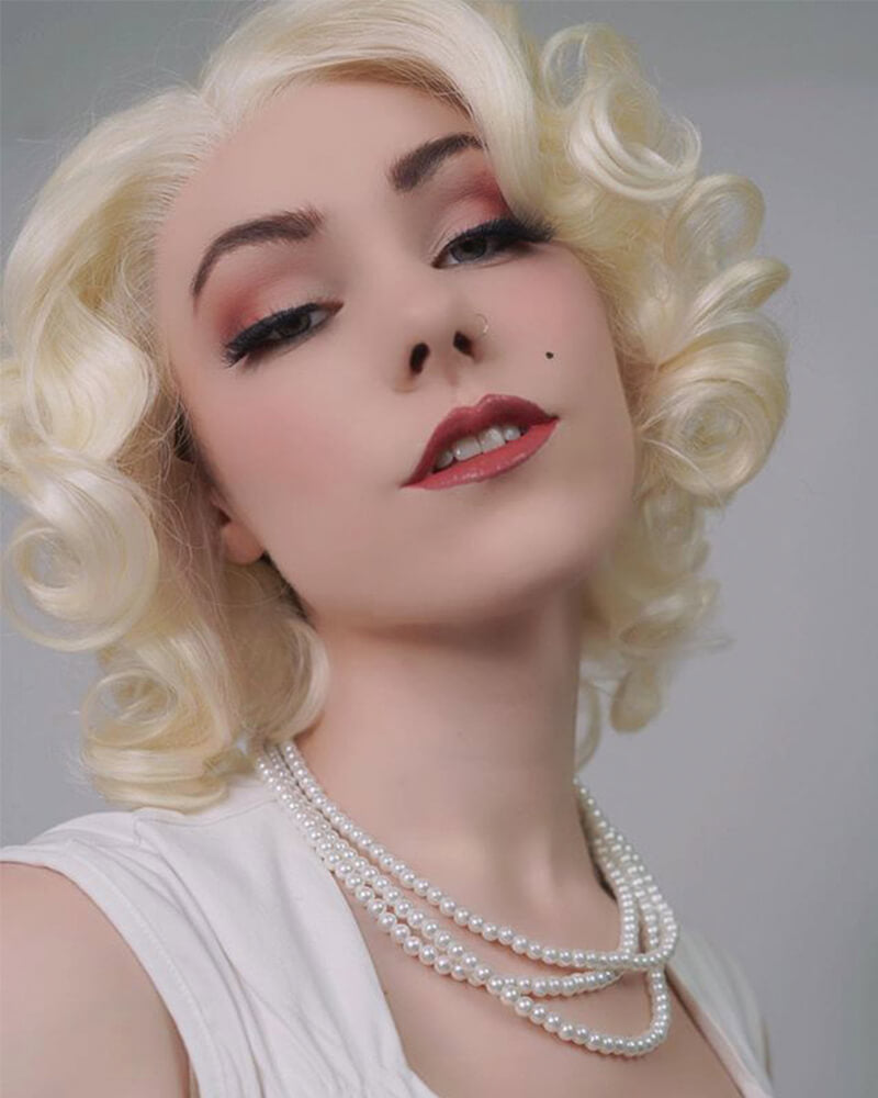 Short Wavy Blonde Synthetic Lace Front Wig WW131