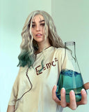 Grey Ombre Green Synthetic Lace Front Wig WW191