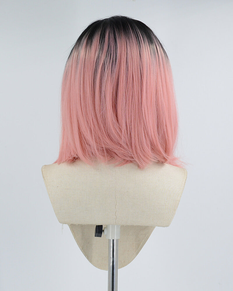 Short Ombre Pink Synthetic Lace Front Wig WW240