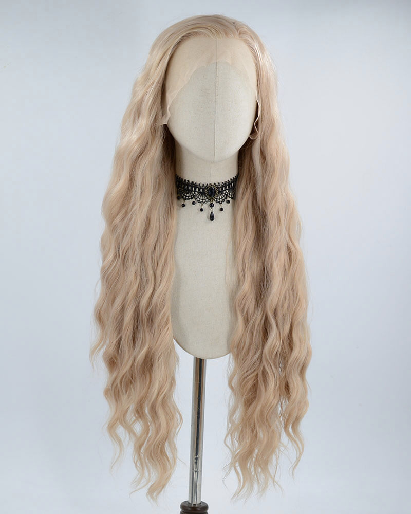 Long Brown Curly Synthetic Lace Front Wig 