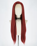 Wine Red Long Straight Synthetic Lace Front Wig WW300