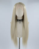 Ash Blonde Straight Synthetic Lace Front Wig WT220