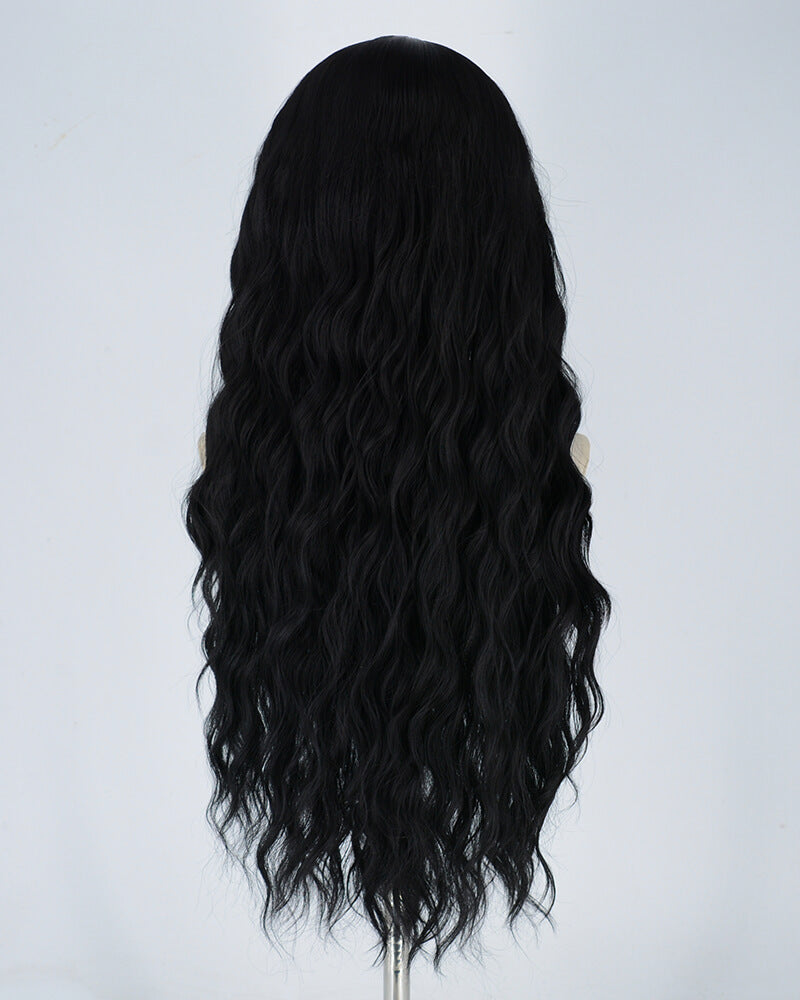 Black Curly Long Synthetic Lace Front Wig WW090