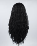 White Streaked Black Synthetic Lace Front Wig WW500