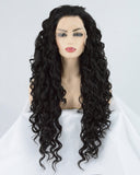 Long Curly Black Synthetic Lace Front Wig WW035