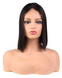13*6 Black Short Human Hair Wig HT004