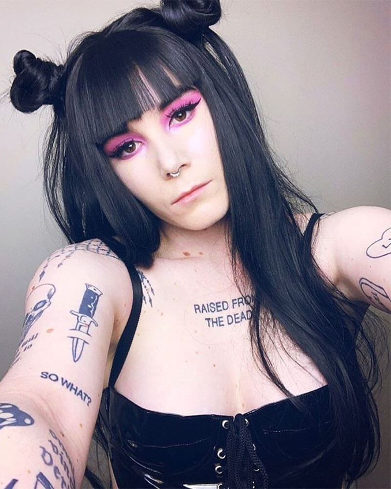 Synthetic Black Lace Front Wig With Bangs WT046