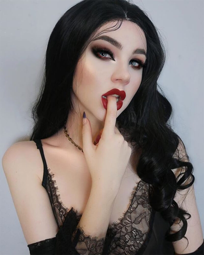 Long Black Synthetic Lace Front Wig WT029