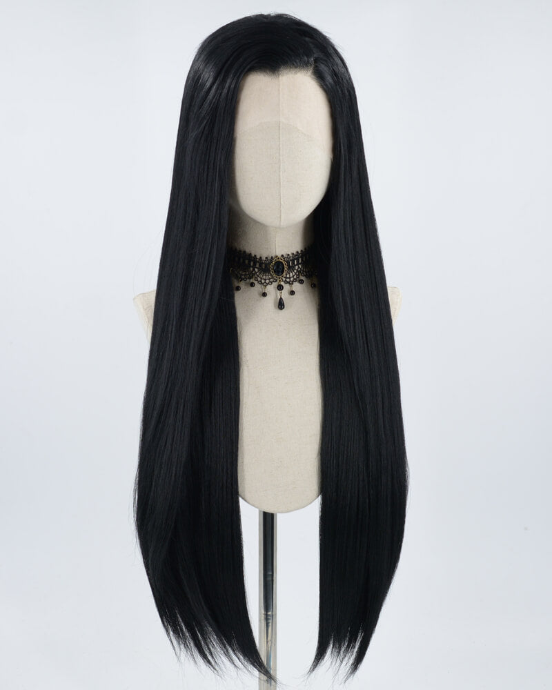32 Inch Long Black Synthetic Lace Front Wig WW169