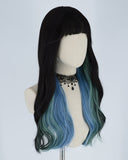 Black Mixed Blue Green Synthetic Lace Front Wig HW121