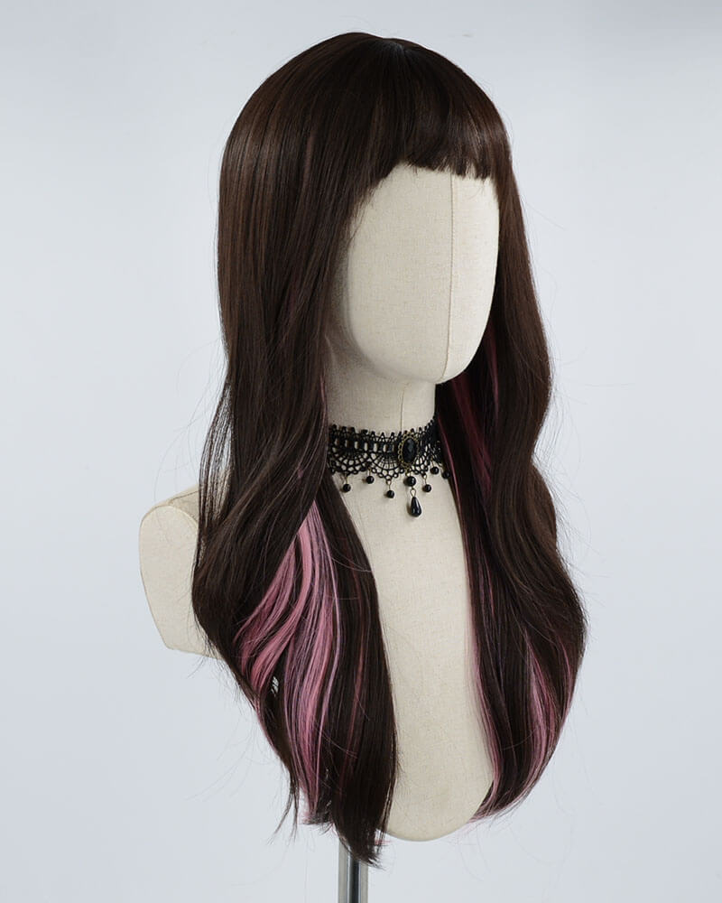 Black Pink Synthetic Wig HW177