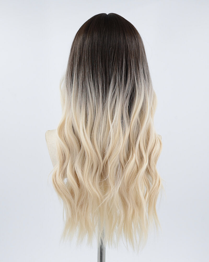 Blonde Streaked Brown Synthetic Wig HW226