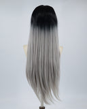 Ombre Grey Long Straight Synthetic Lace Front Wig WT022