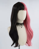 Half Black Half Pink Synthetic Lace Front Wig HW181