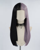 Half Purple Half Black Synthetic Wig HW183