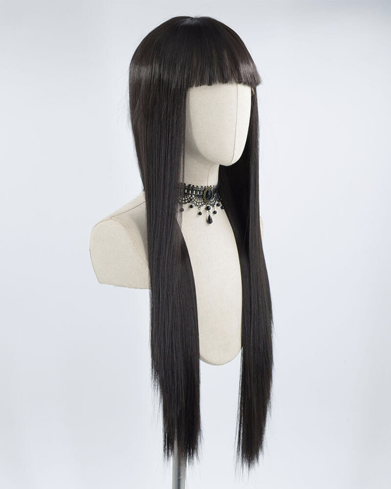 Synthetic Black Lace Front Wig With Bangs WT046