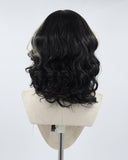 Blonde Streak Black Wavy Synthetic Lace Front Wig WW502