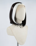 White Streaked Black Synthetic Lace Front Wig WW475