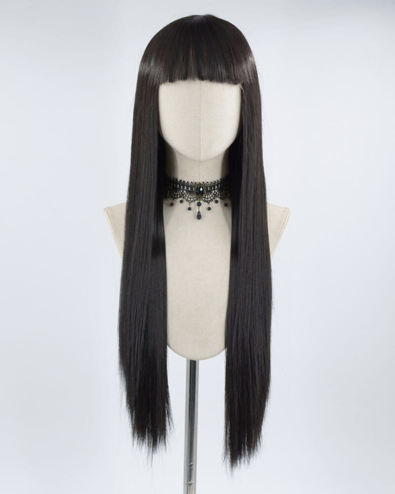 Synthetic Black Lace Front Wig With Bangs WT046