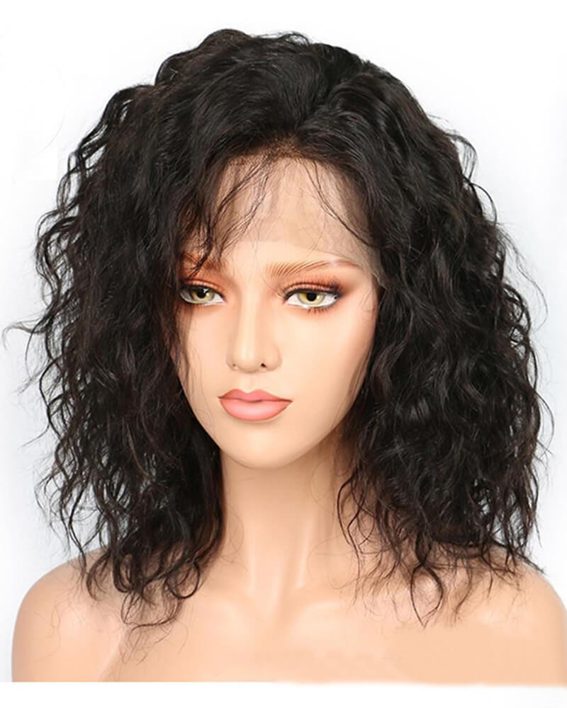 Black Curly Human Hair Wig HT017