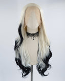 White Blonde Ombre Black Synthetic Lace Front Wig WT217