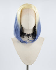 Blonde Ombre Blue Short Synthetic Lace Front Wig WW496