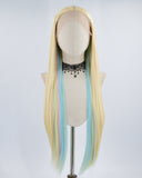 Blonde Blue Colorful Long Synthetic Lace Front Wig WW443